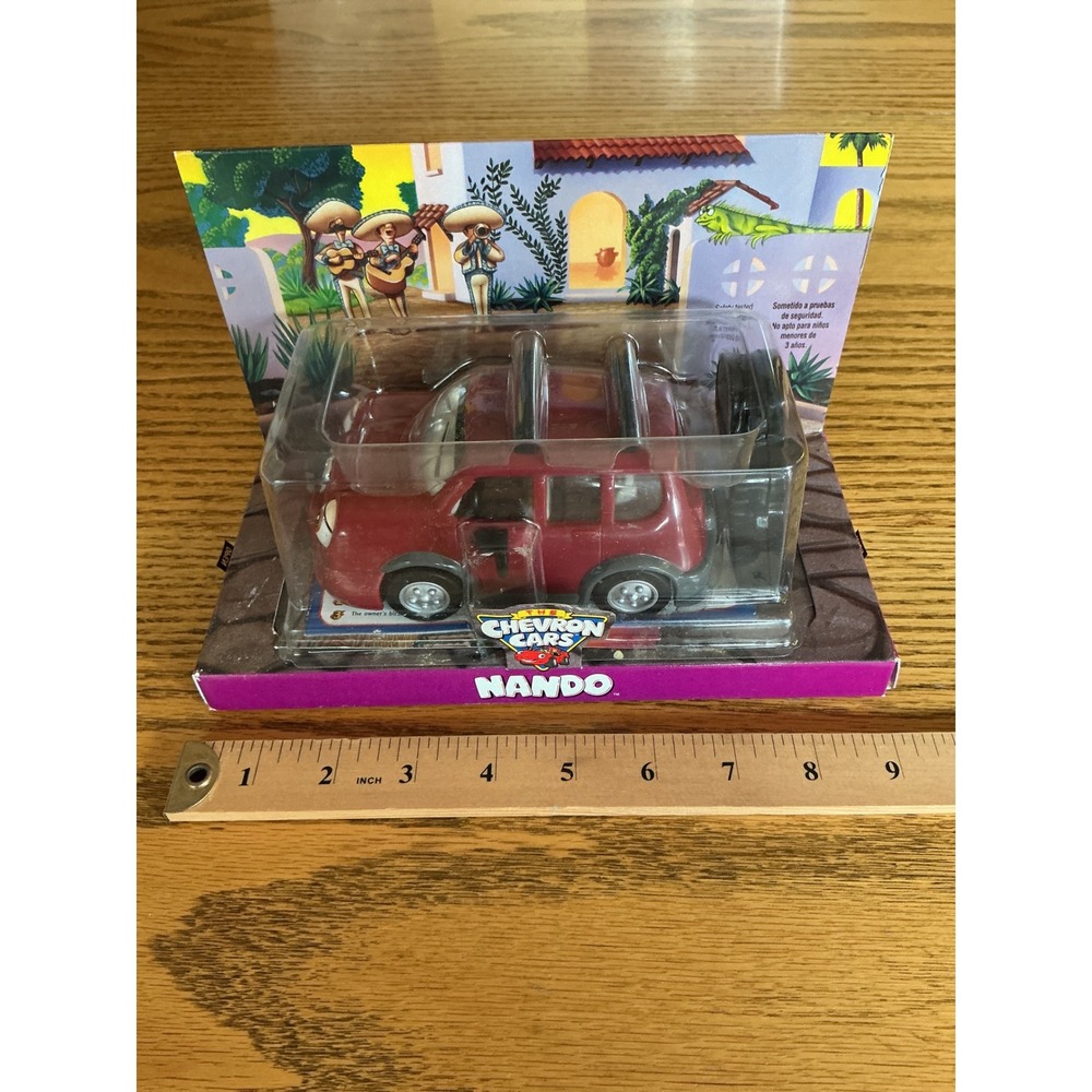 The Chevron Cars Nando Maroon Toy Car 1999 Vintage New in Box with Guitar Case